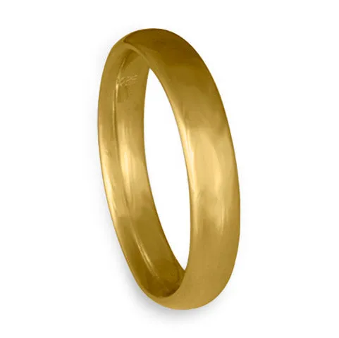Classic Comfort Fit Wedding Ring, 18K Yellow Gold 4mm Wide by 2mm Thick