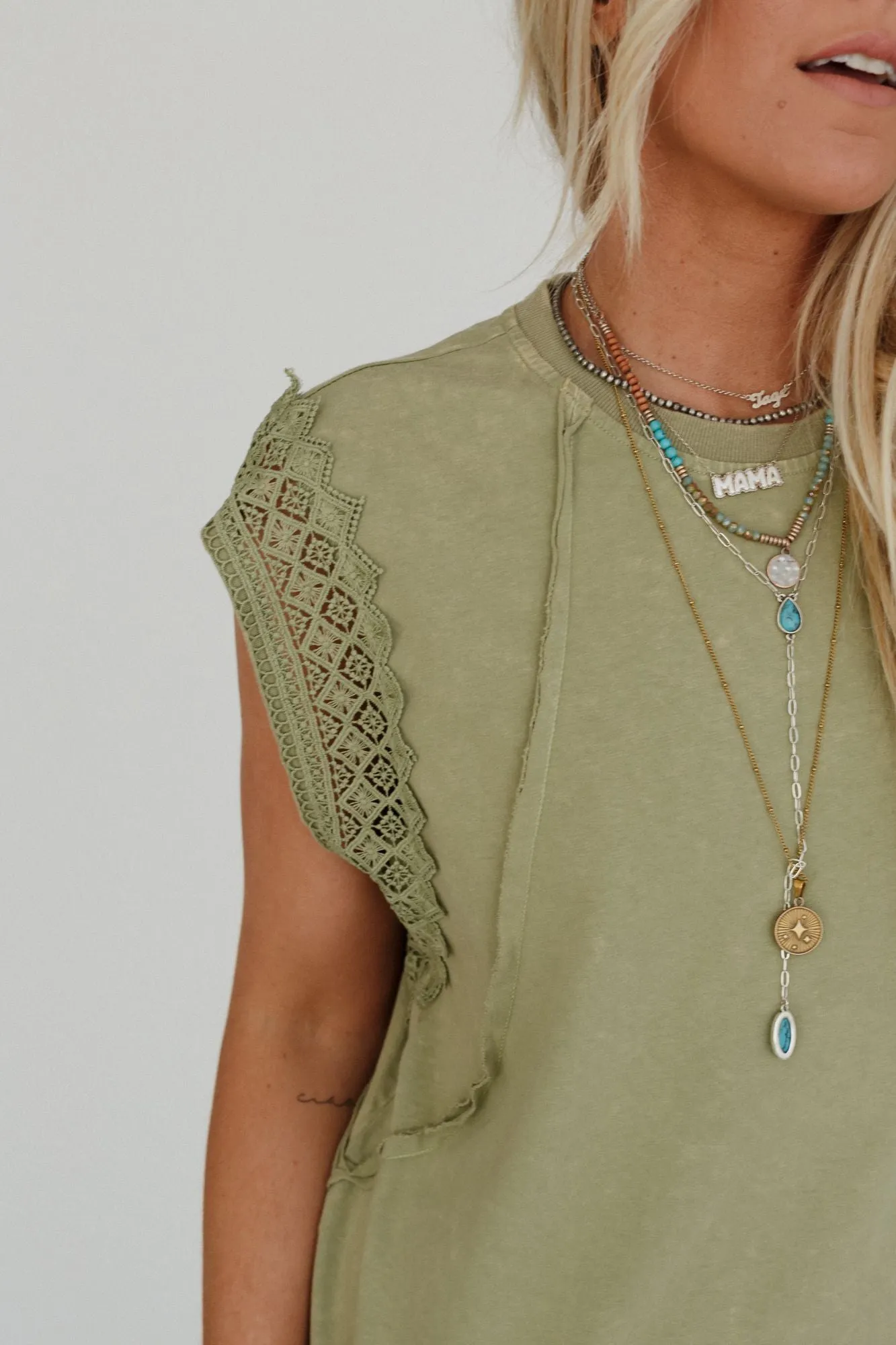 Clean Cut Short Sleeve Top - Sage