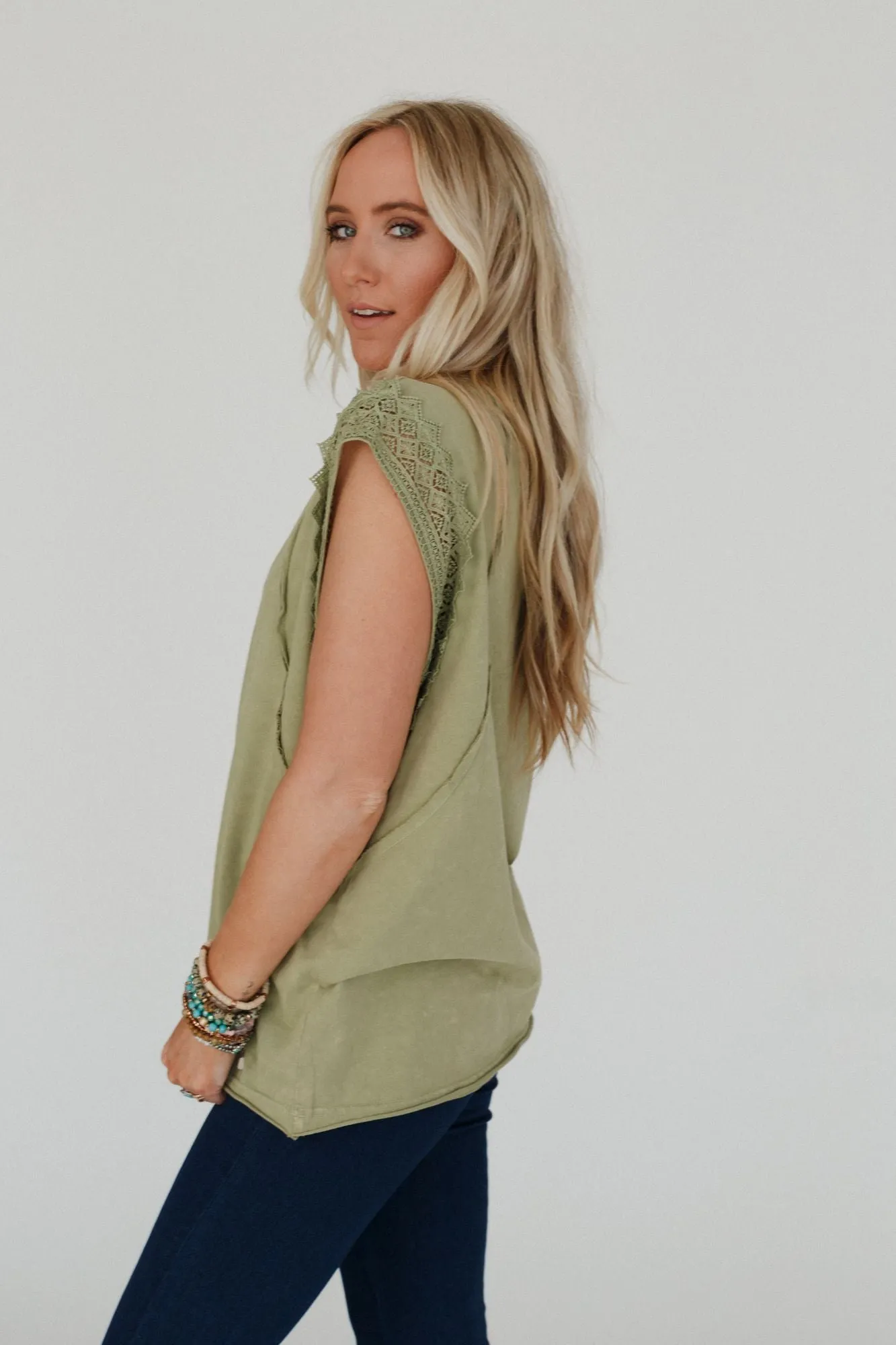 Clean Cut Short Sleeve Top - Sage