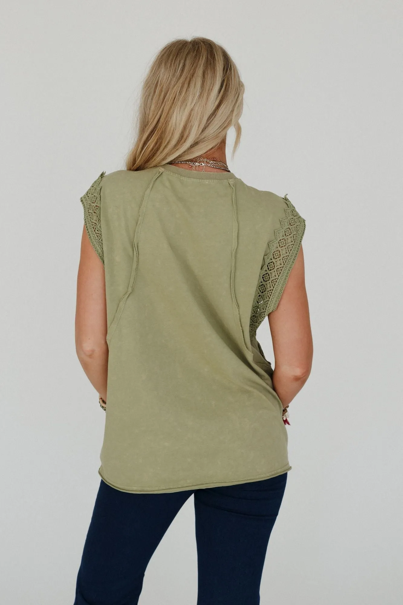 Clean Cut Short Sleeve Top - Sage