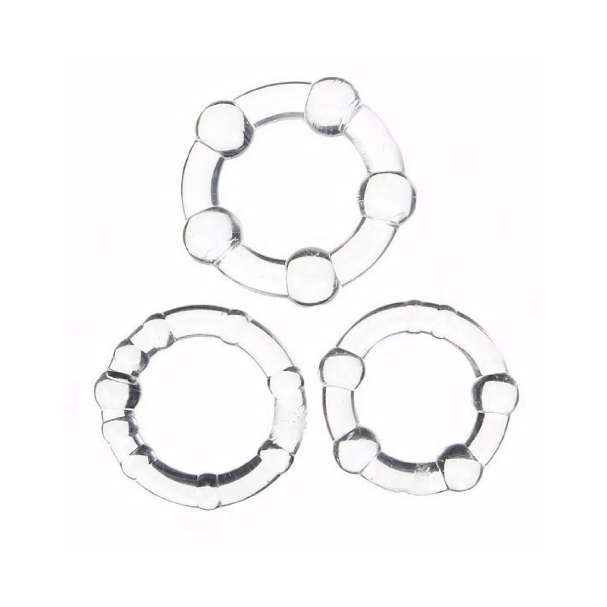Cock Ring - Clear Beaded 3 pack
