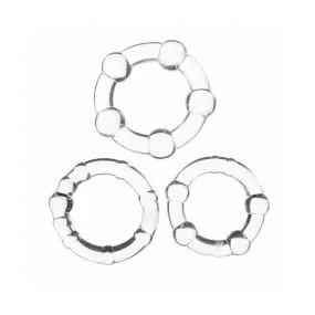 Cock Ring - Clear Beaded 3 pack