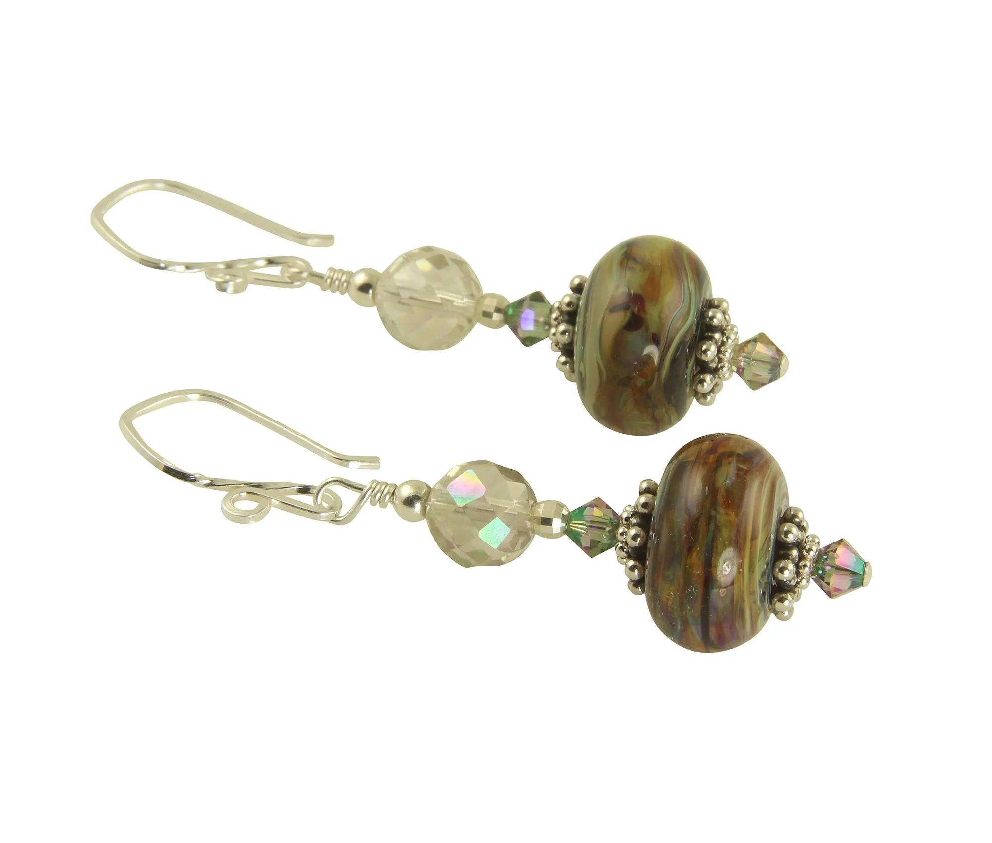 Colorful Topaz Swirls Lampwork Earrings