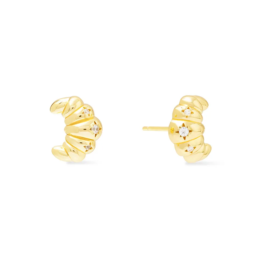 Croissant Gold Stud Earrings