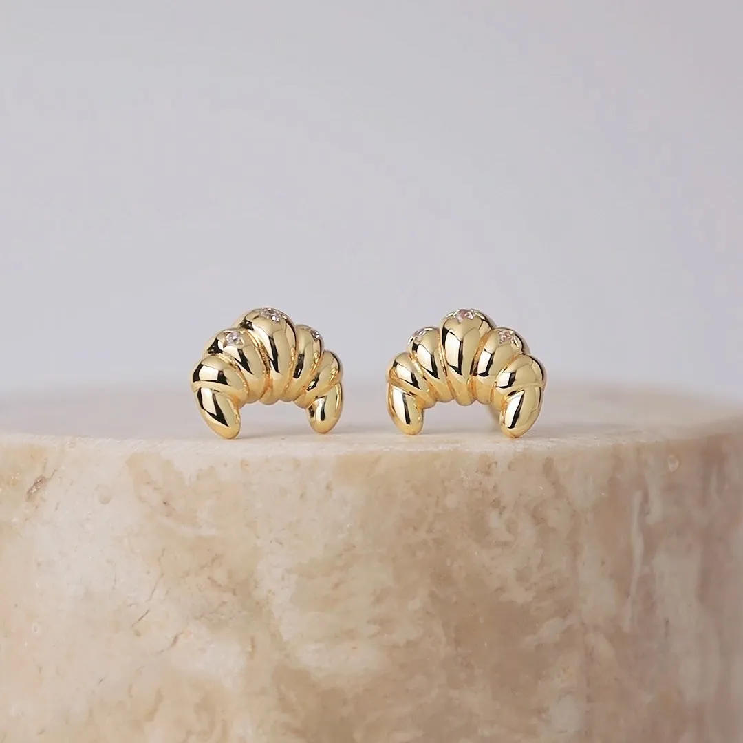 Croissant Gold Stud Earrings