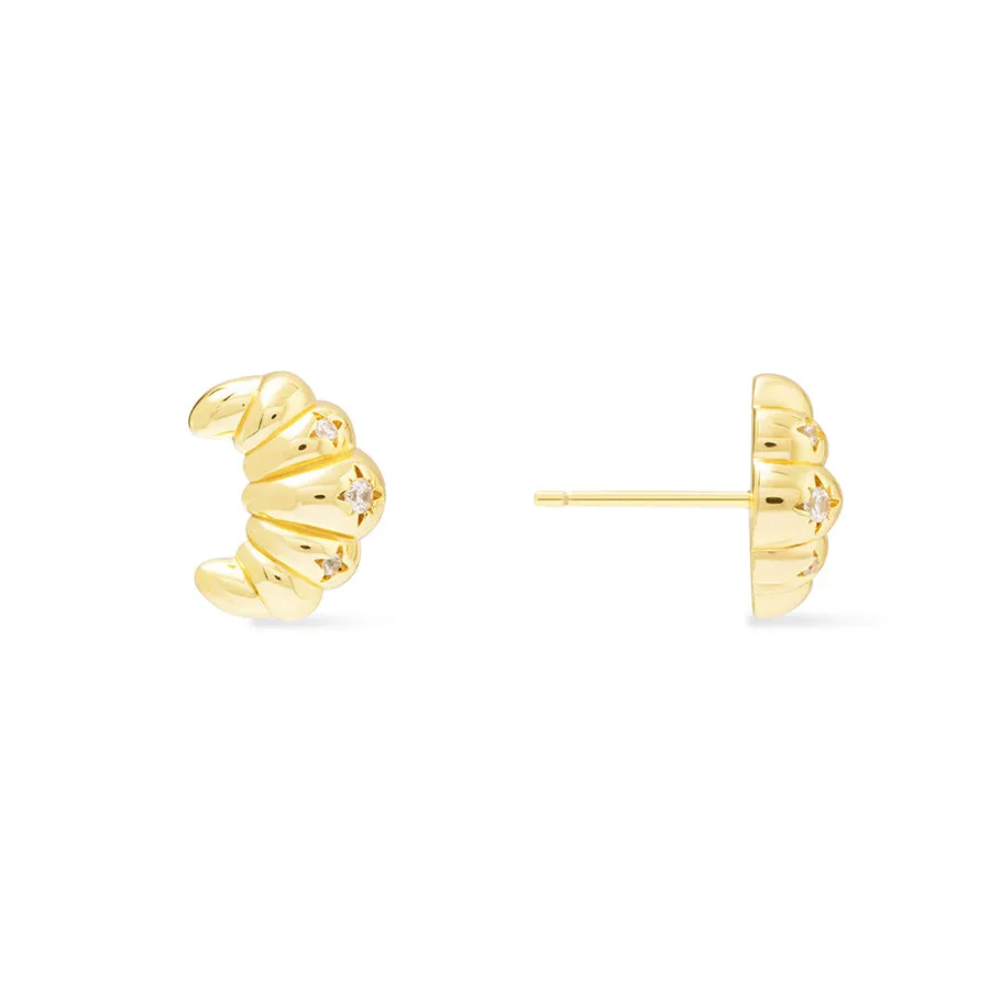 Croissant Gold Stud Earrings