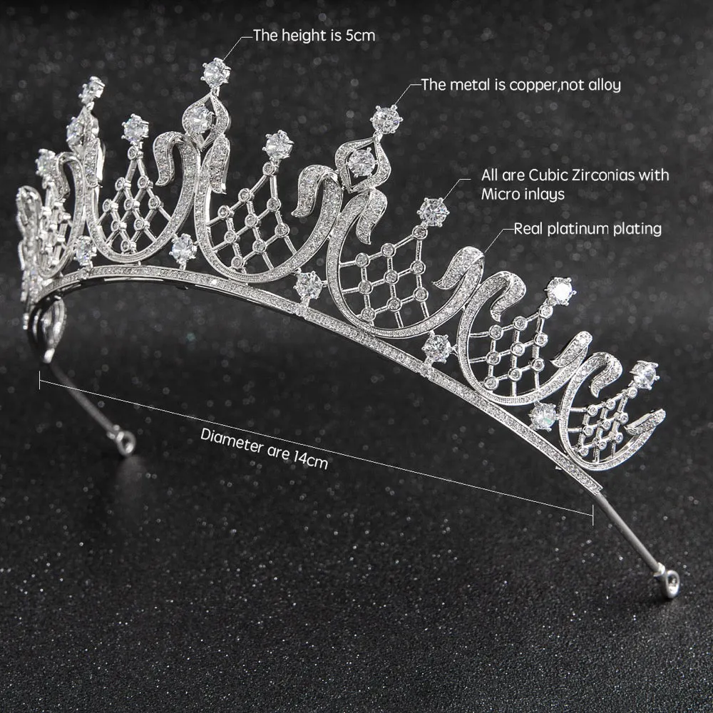 Cubic zircon wedding  bridal royal tiara diadem crown CH10252