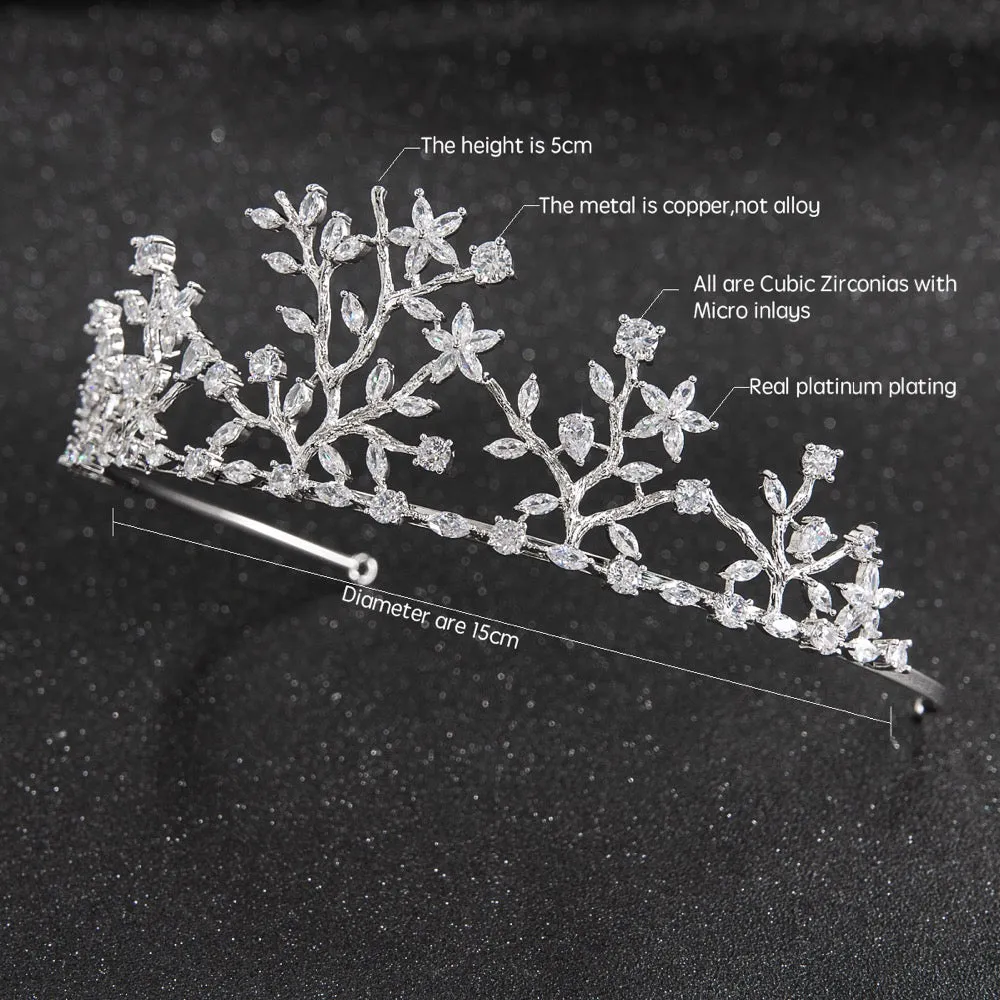 Cubic zircon wedding  bridal royal tiara diadem crown CH10254