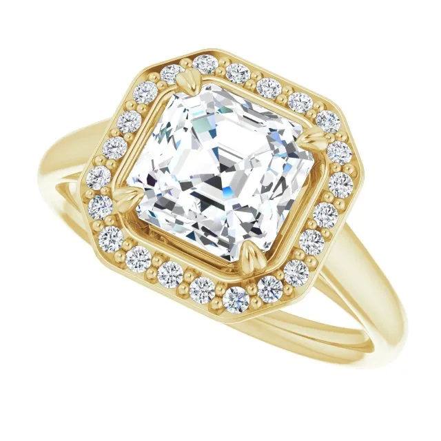Cubic Zirconia Engagement Ring- The Arianna (Customizable Asscher Cut Design with Loose Halo)