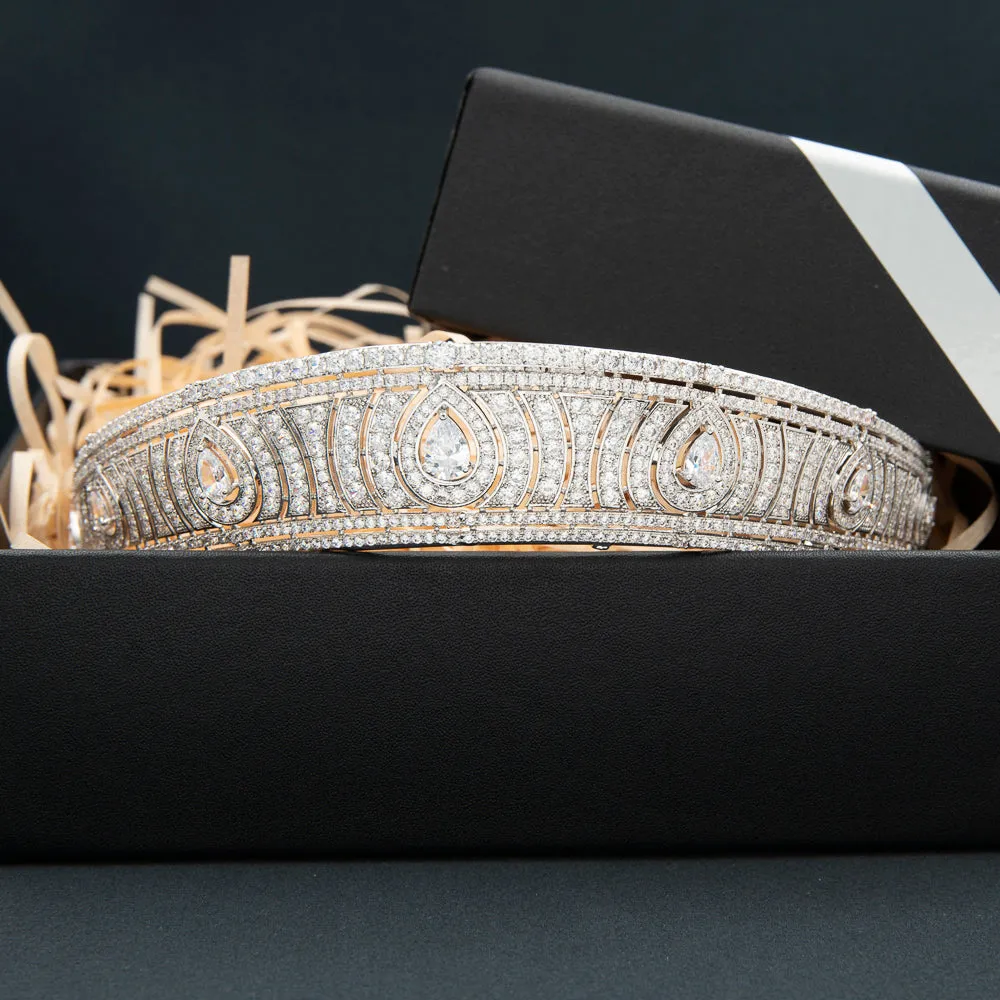 Cubic Zirconia Royal Replica Tiara for Wedding,Crystal Princess Crown Diadem CH10366