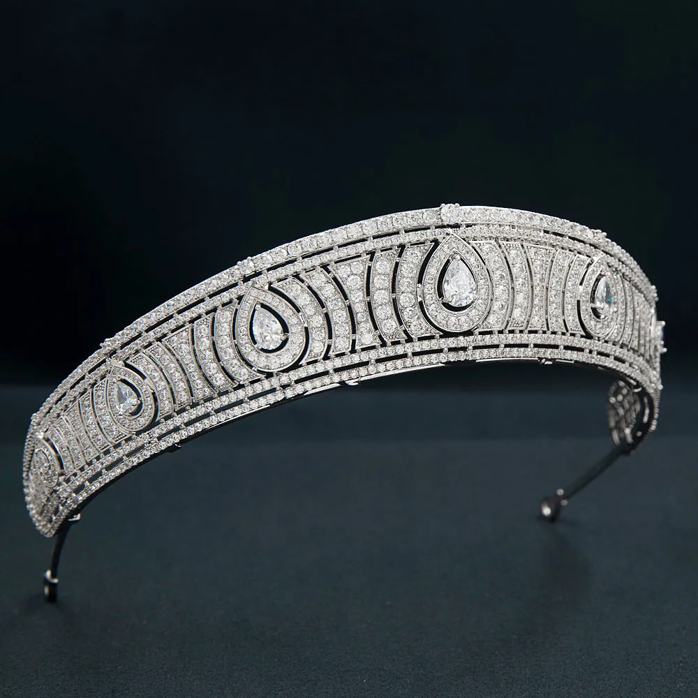 Cubic Zirconia Royal Replica Tiara for Wedding,Crystal Princess Crown Diadem CH10366