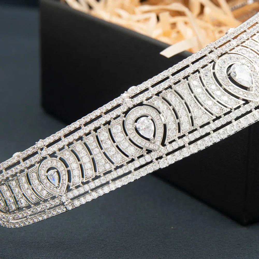 Cubic Zirconia Royal Replica Tiara for Wedding,Crystal Princess Crown Diadem CH10366