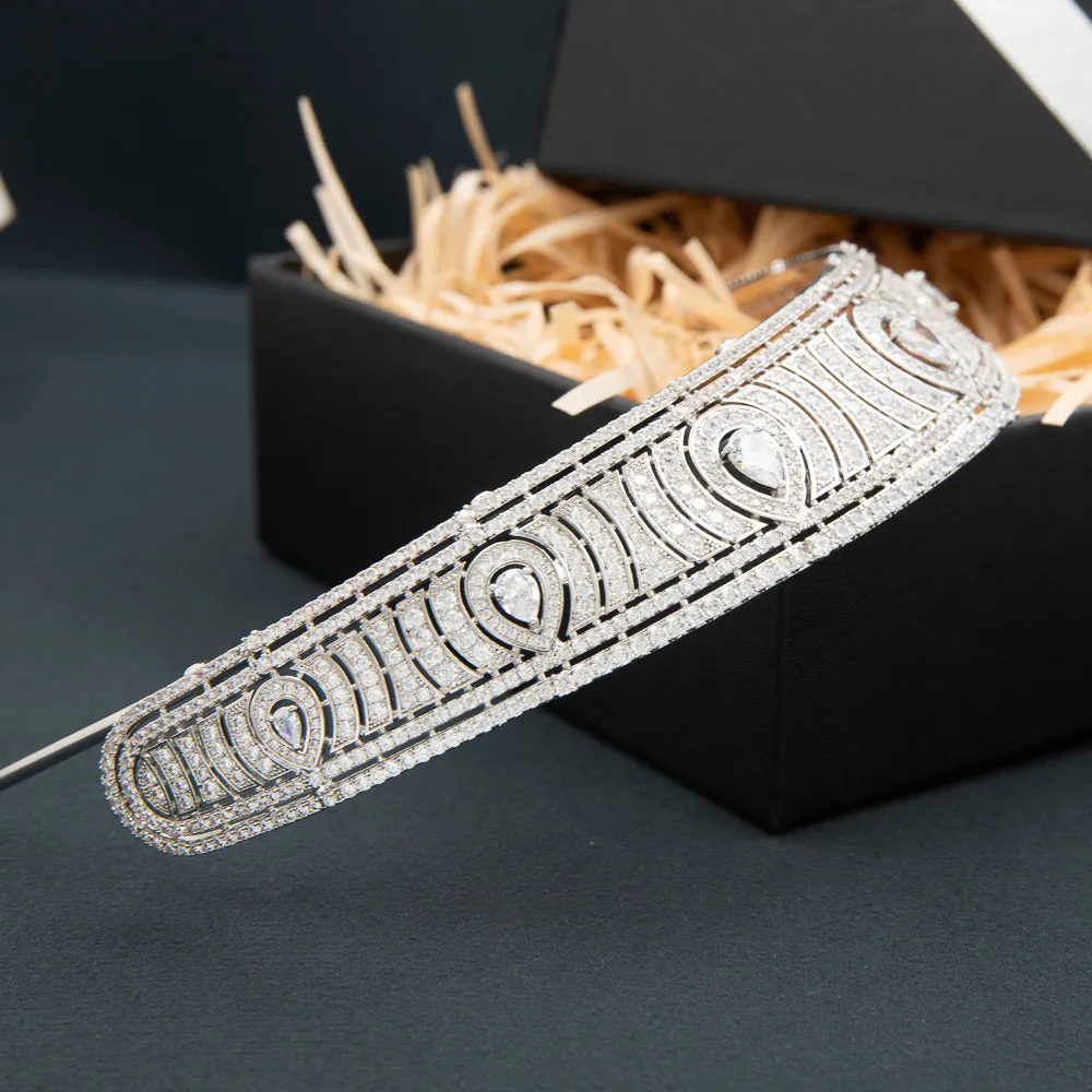Cubic Zirconia Royal Replica Tiara for Wedding,Crystal Princess Crown Diadem CH10366