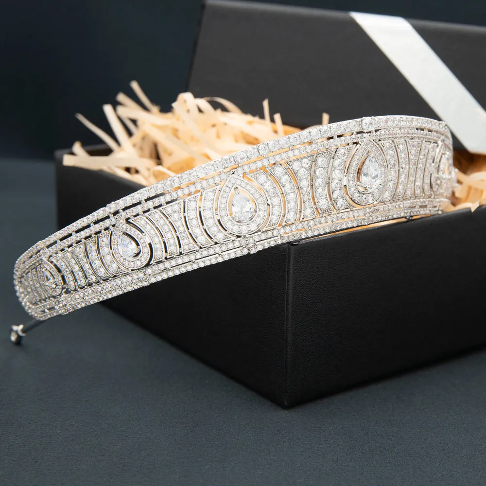 Cubic Zirconia Royal Replica Tiara for Wedding,Crystal Princess Crown Diadem CH10366