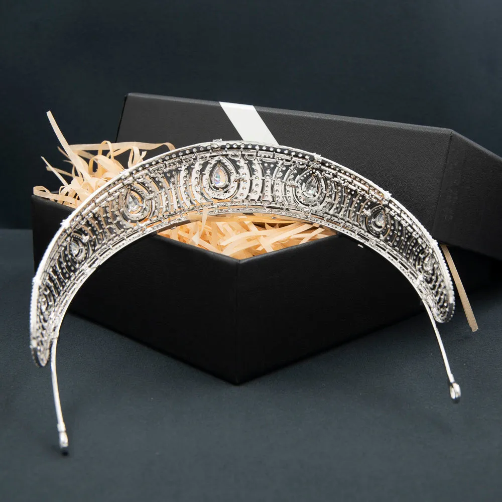 Cubic Zirconia Royal Replica Tiara for Wedding,Crystal Princess Crown Diadem CH10366