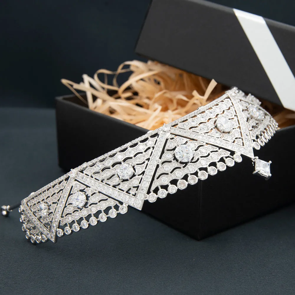 Cubic Zirconia Royal Tiara for Wedding,Crystal Princess Crown Diadem CH10365