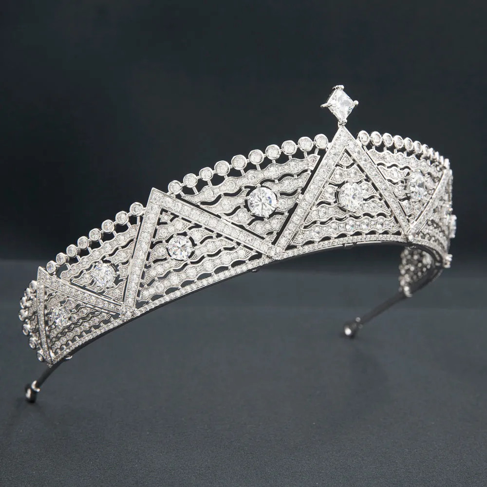 Cubic Zirconia Royal Tiara for Wedding,Crystal Princess Crown Diadem CH10365