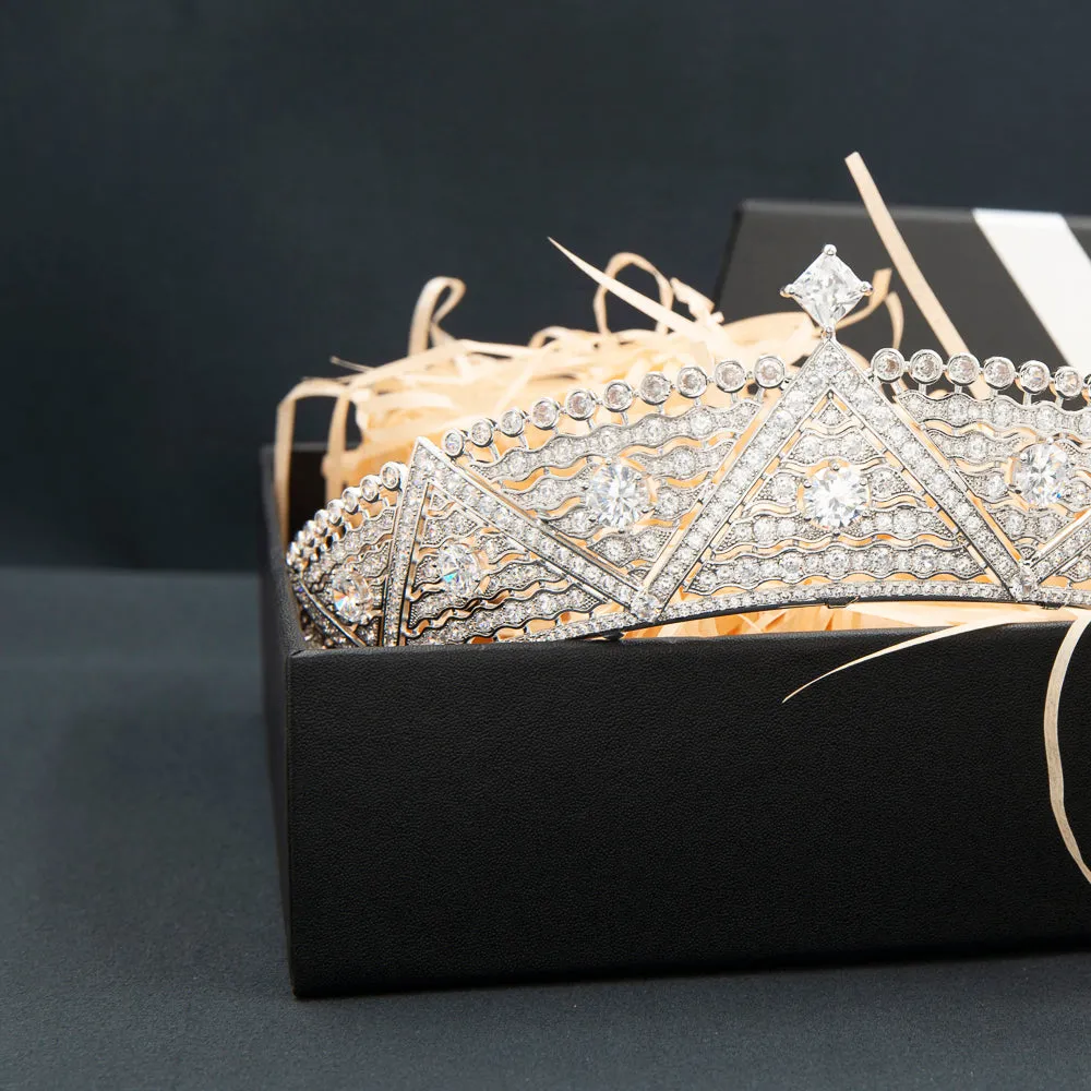 Cubic Zirconia Royal Tiara for Wedding,Crystal Princess Crown Diadem CH10365