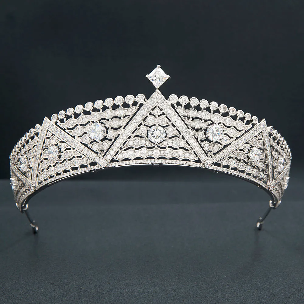 Cubic Zirconia Royal Tiara for Wedding,Crystal Princess Crown Diadem CH10365