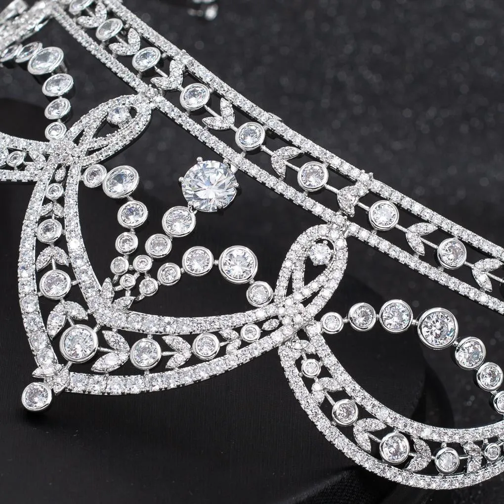 Cubic Zirconia Wedding Bridal Tiara Diadem Hair Jewelry CH10293