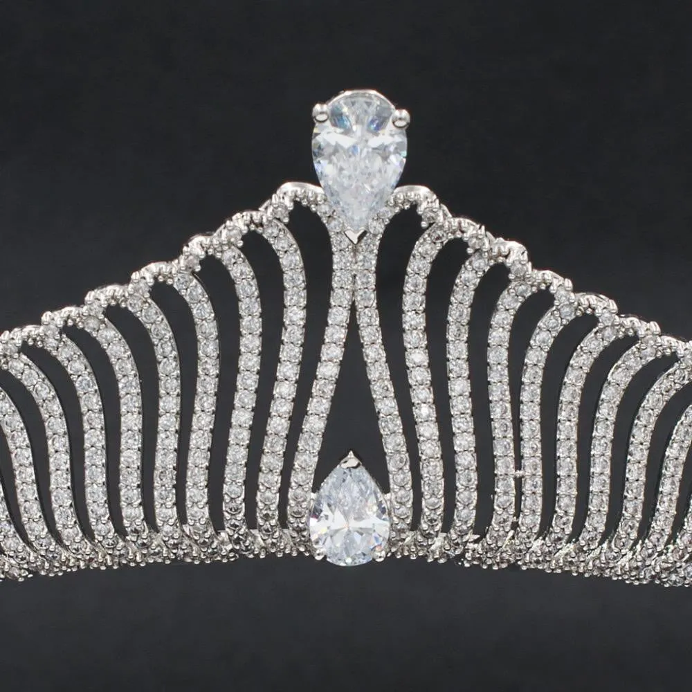 Cubic zirconia wedding bridal tiara diadem hair jewelry S90011T1