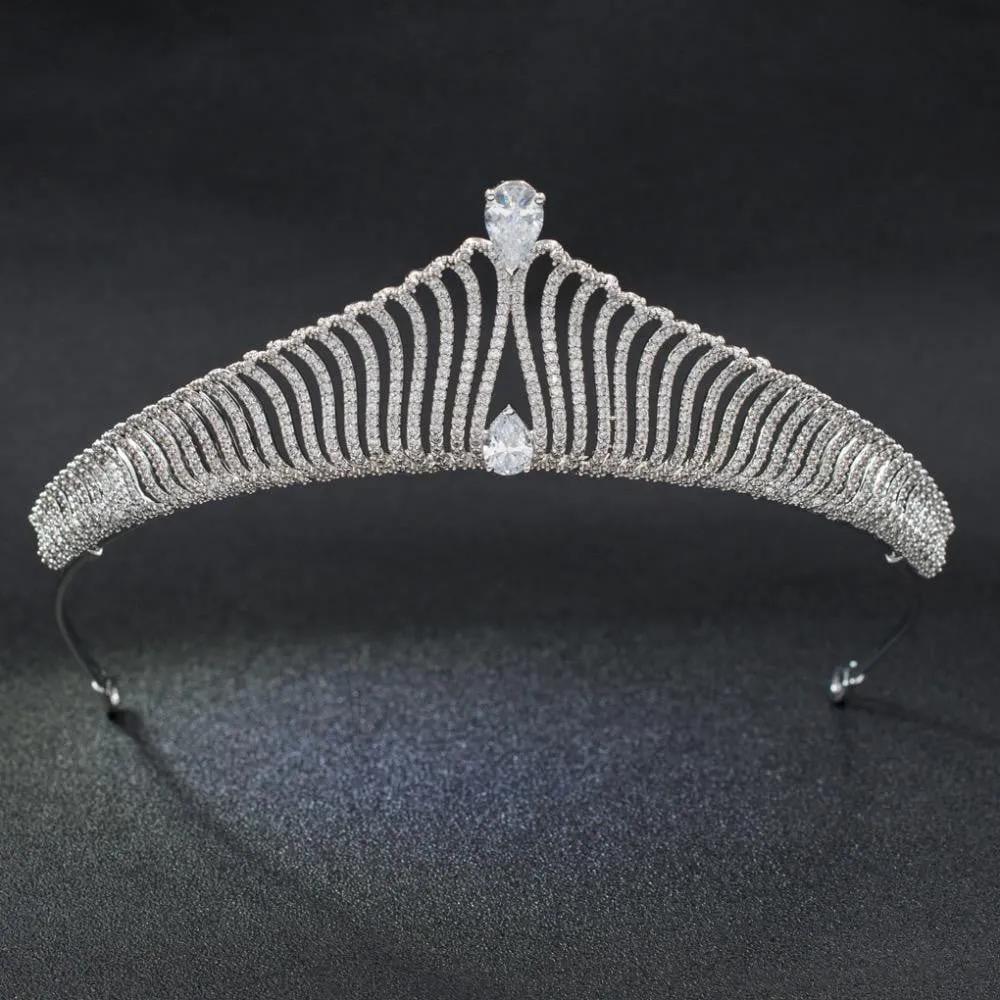 Cubic zirconia wedding bridal tiara diadem hair jewelry S90011T1