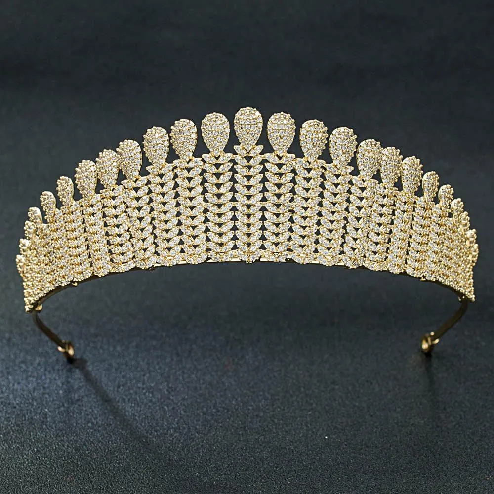 Cubic zirconia wedding bridal Tiaras,Gold tiara diadem hair jewelry CH10035