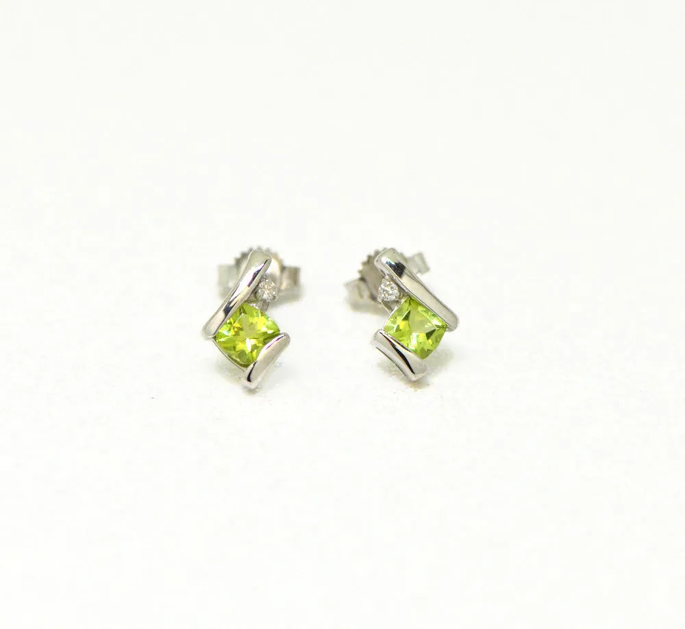 Cushion Cut Gemstone & Diamond Earrings