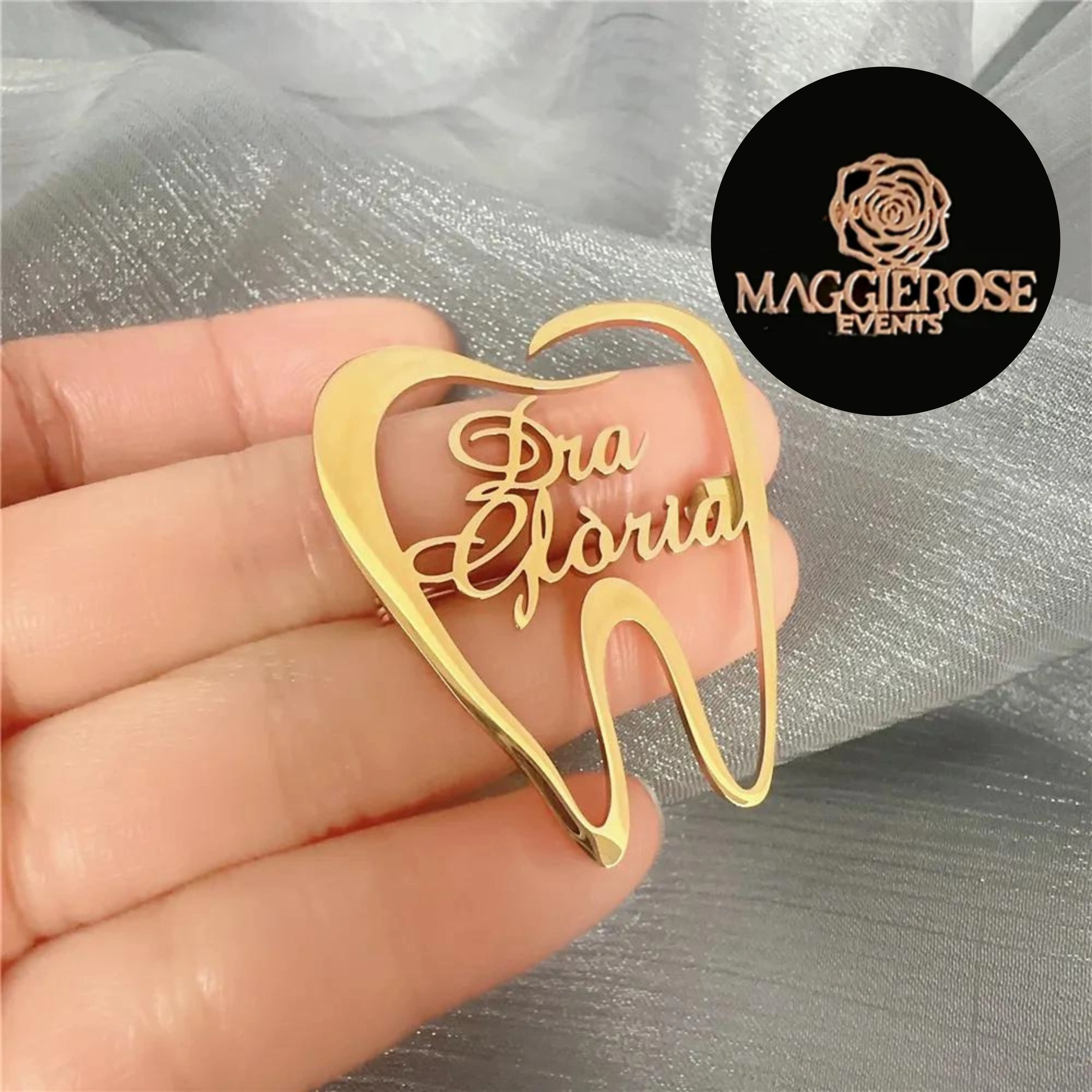 Custom Dental Brooch Personalized Stainless Steel Custom Name Pins Name Brooch
