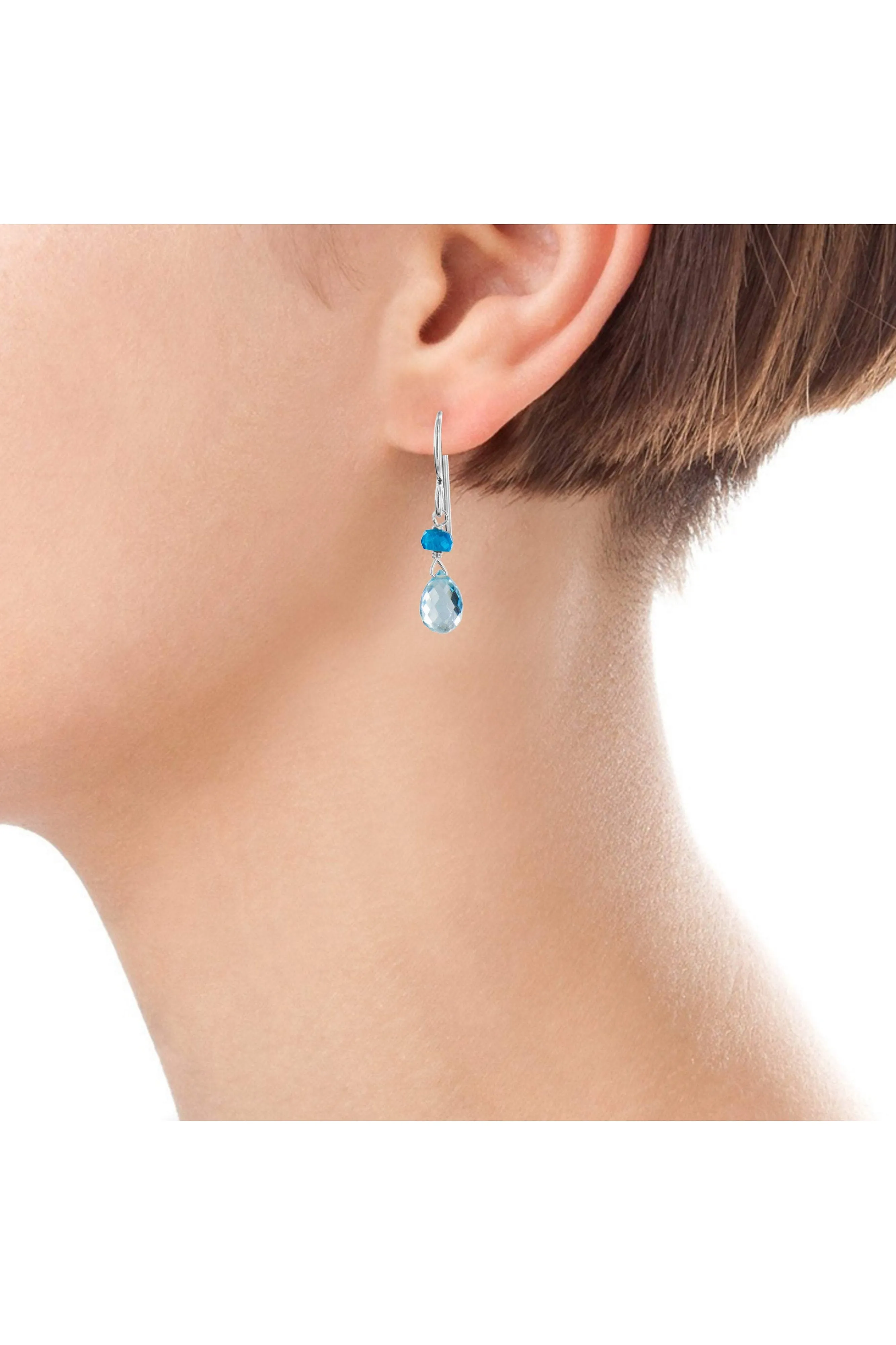 Dainty Blue Gemstone Topaz Earrings