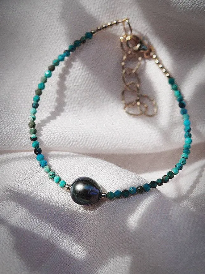 Dainty Turquoise Tahitian Pearl Bracelet - Ipo