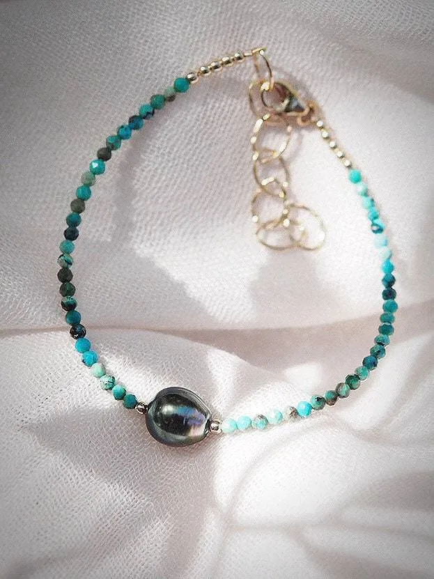 Dainty Turquoise Tahitian Pearl Bracelet - Ipo