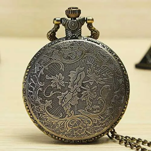 DEFFRUN Fashion Rabbit Pattern Chain Quartz Pocket Watch