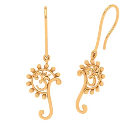 Designer 14k Sleek Gold Earrings With Red Gemstone From Amazea Collection