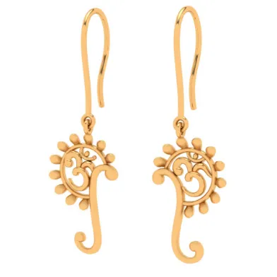 Designer 14k Sleek Gold Earrings With Red Gemstone From Amazea Collection
