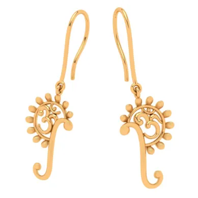 Designer 14k Sleek Gold Earrings With Red Gemstone From Amazea Collection