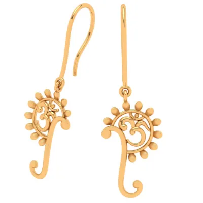Designer 14k Sleek Gold Earrings With Red Gemstone From Amazea Collection