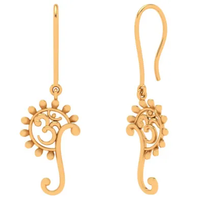 Designer 14k Sleek Gold Earrings With Red Gemstone From Amazea Collection