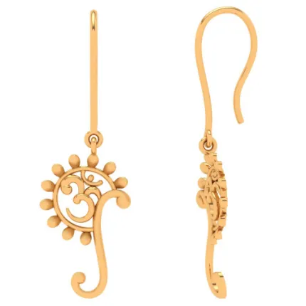 Designer 14k Sleek Gold Earrings With Red Gemstone From Amazea Collection