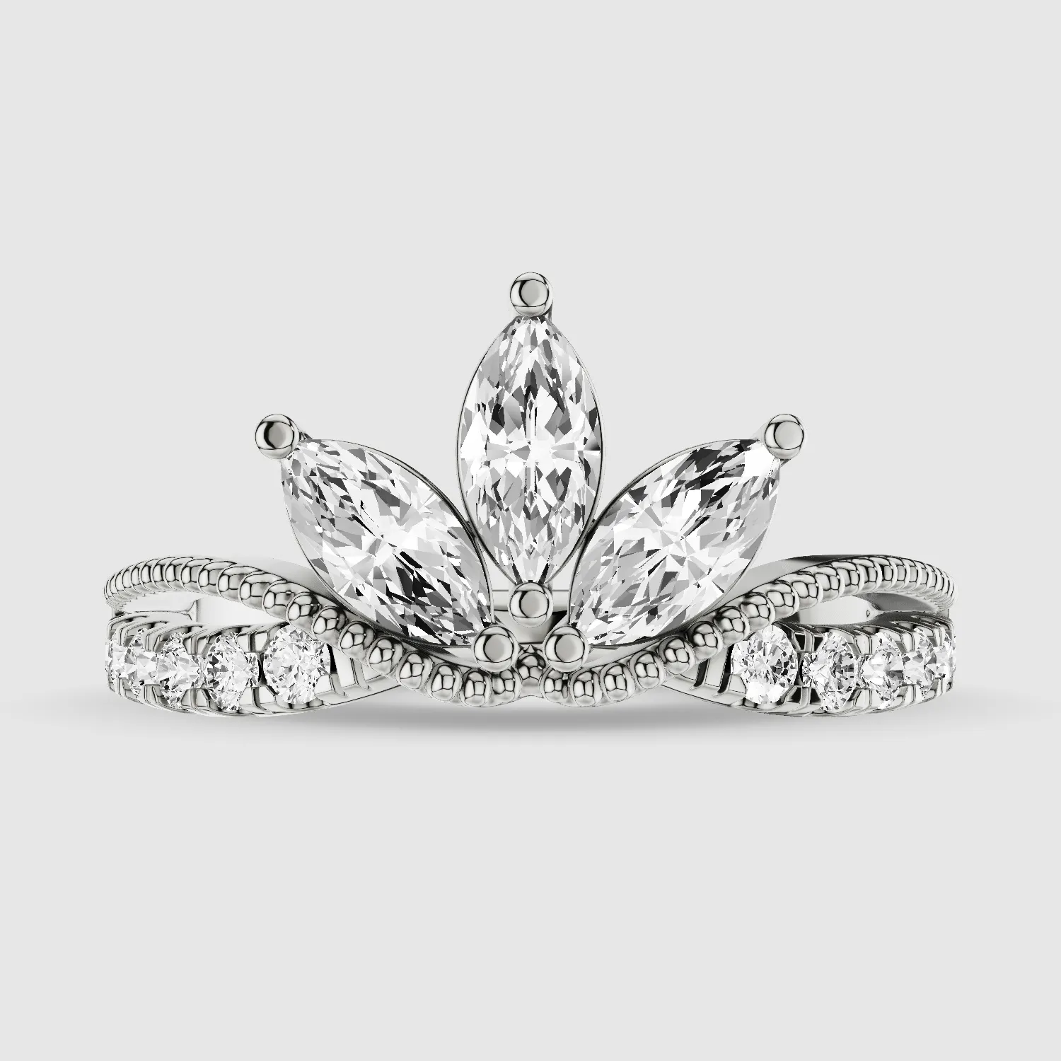 Diadem - Lab Grown Diamond Half Eternity Band-Marquise