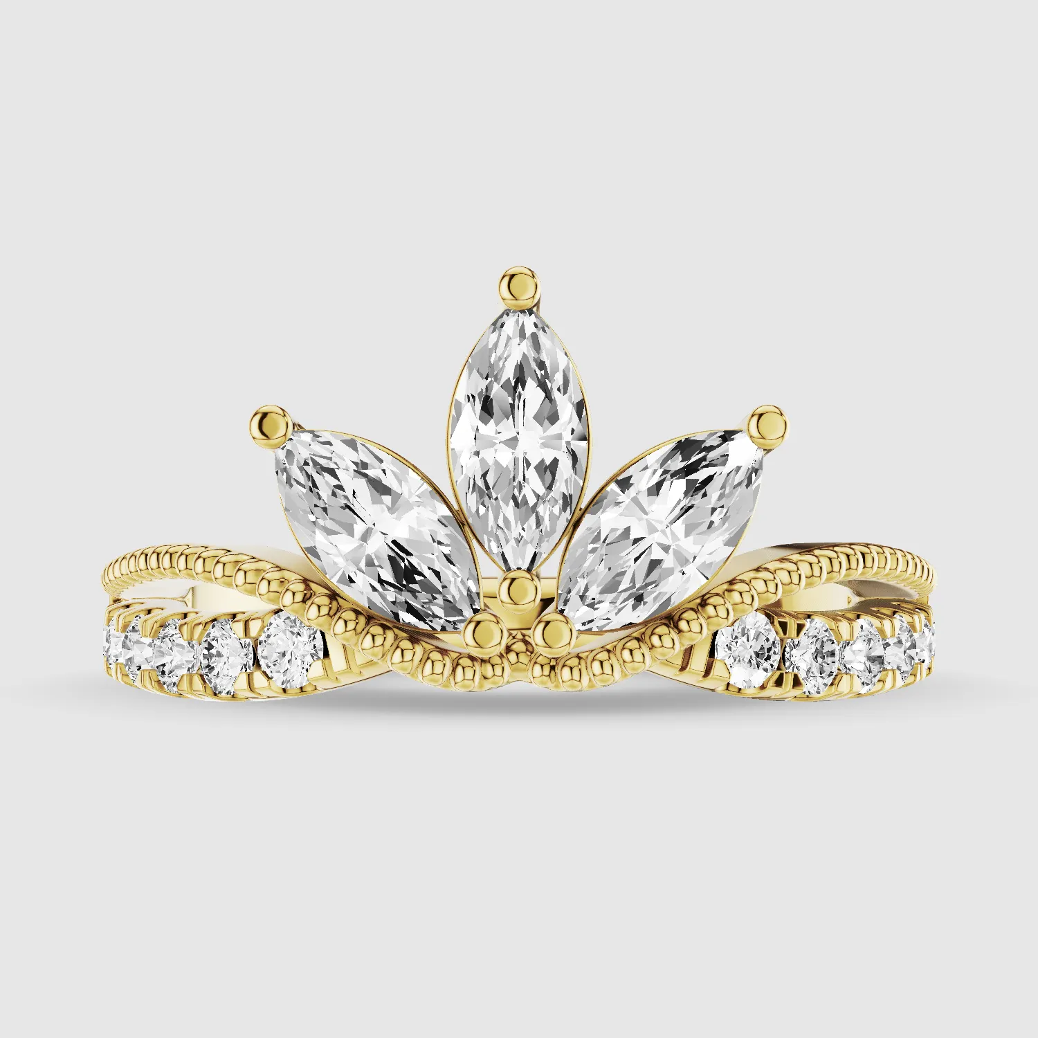 Diadem - Lab Grown Diamond Half Eternity Band-Marquise