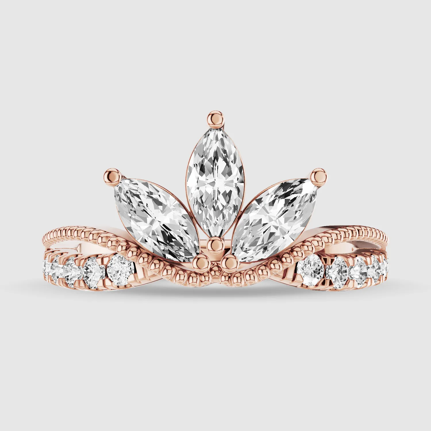 Diadem - Lab Grown Diamond Half Eternity Band-Marquise