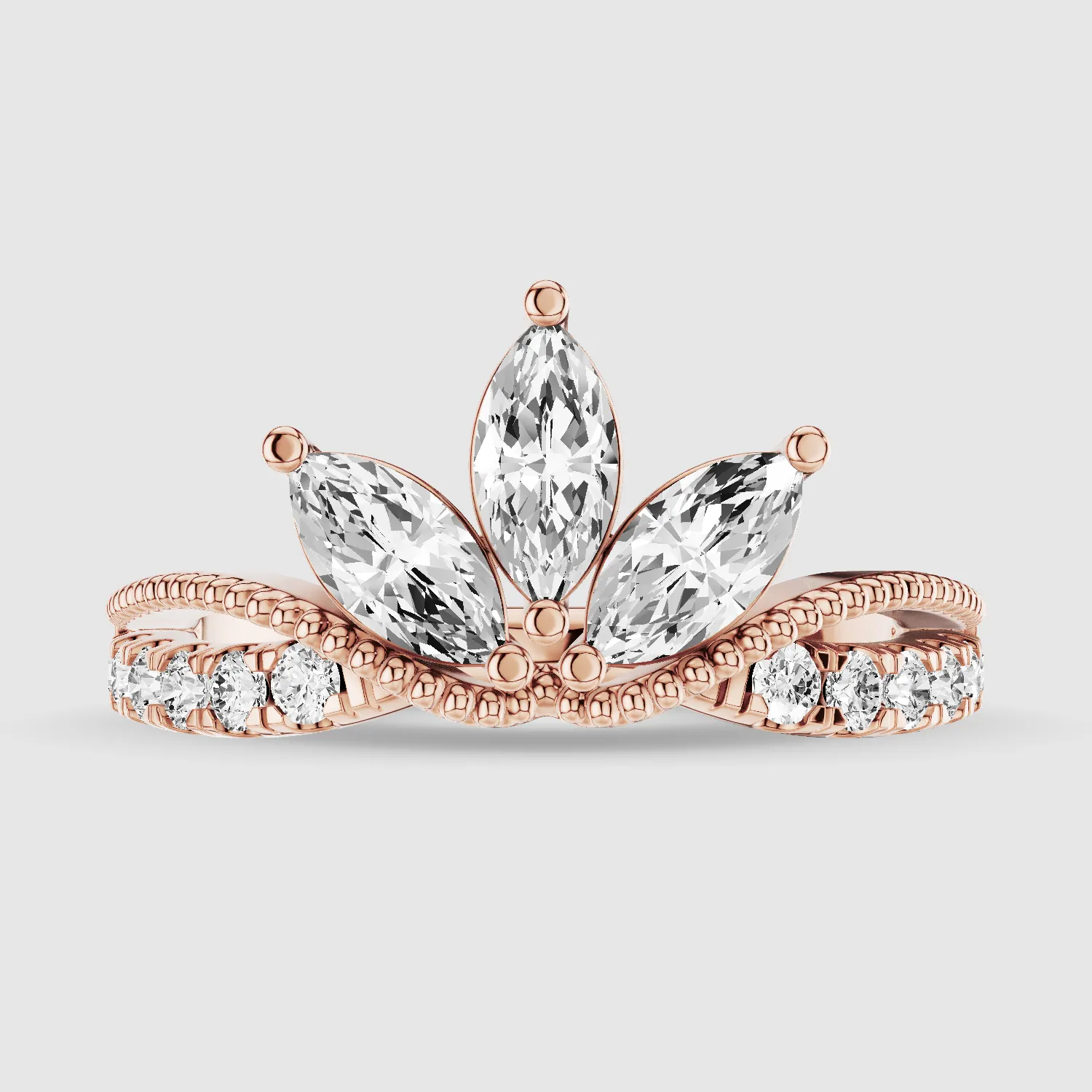 Diadem - Lab Grown Diamond Half Eternity Band-Marquise