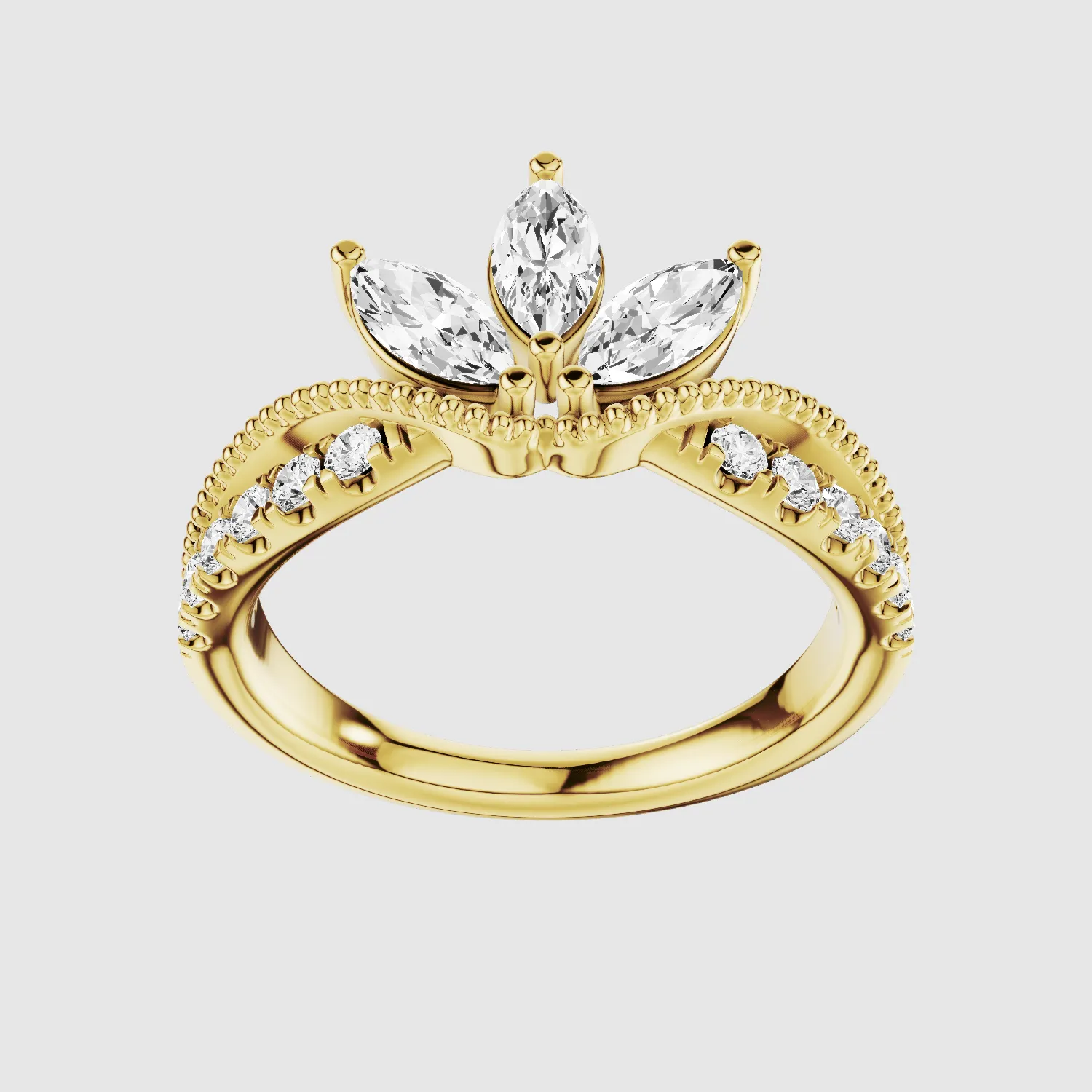 Diadem - Lab Grown Diamond Half Eternity Band-Marquise