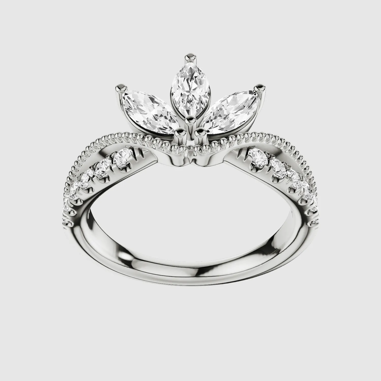 Diadem - Lab Grown Diamond Half Eternity Band-Marquise