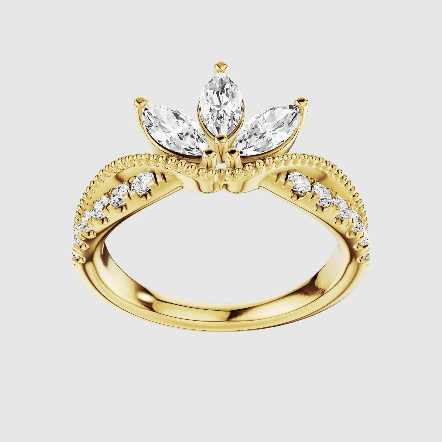 Diadem - Lab Grown Diamond Half Eternity Band-Marquise