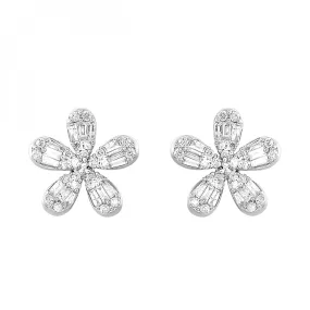 Diamond Flower Stud Earrings
