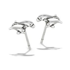 Dolphin Pair Silver Stud