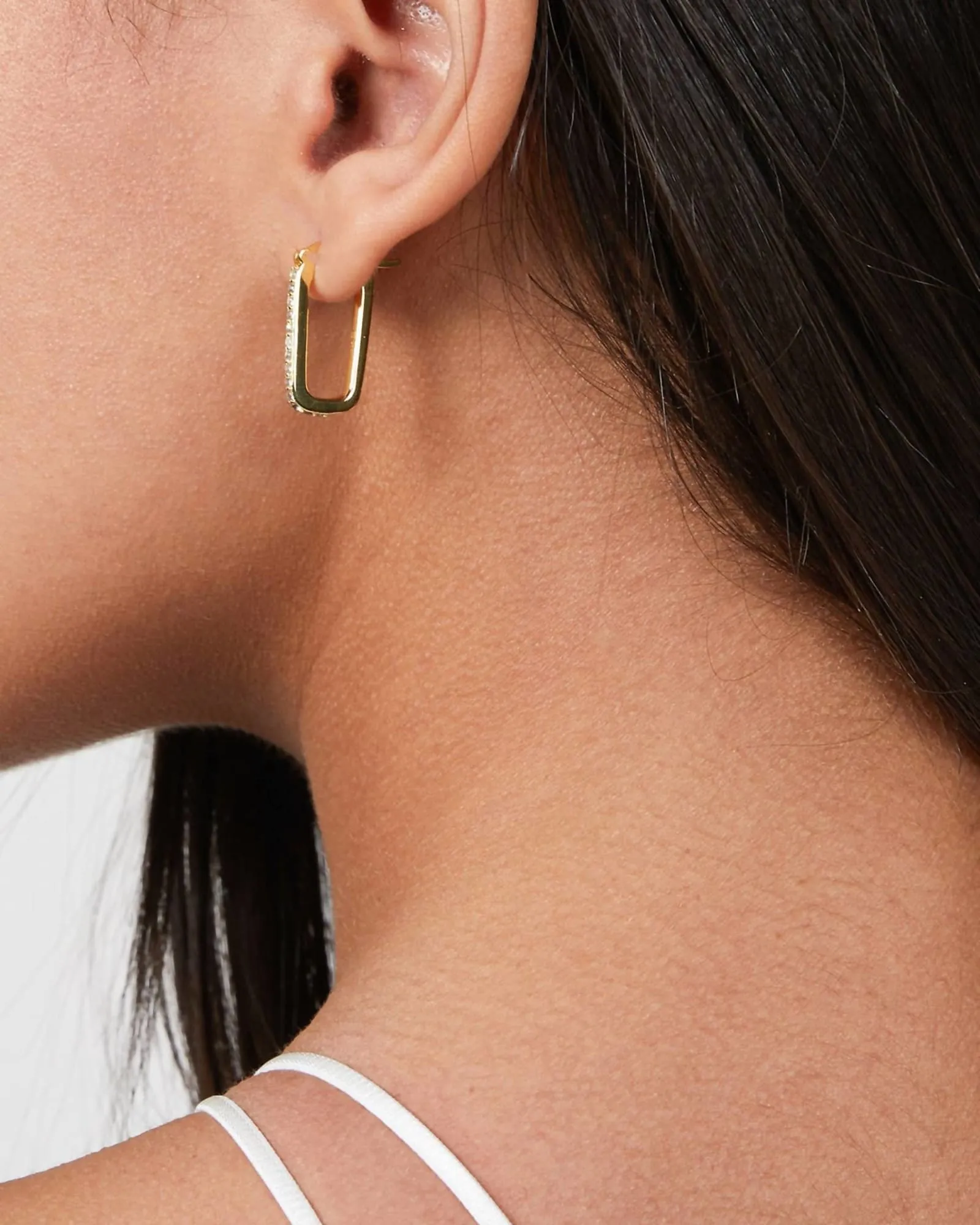 Dylan Gemstone Link Earrings in Gold/Clear | Gold/Clear