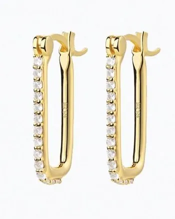 Dylan Gemstone Link Earrings in Gold/Clear | Gold/Clear